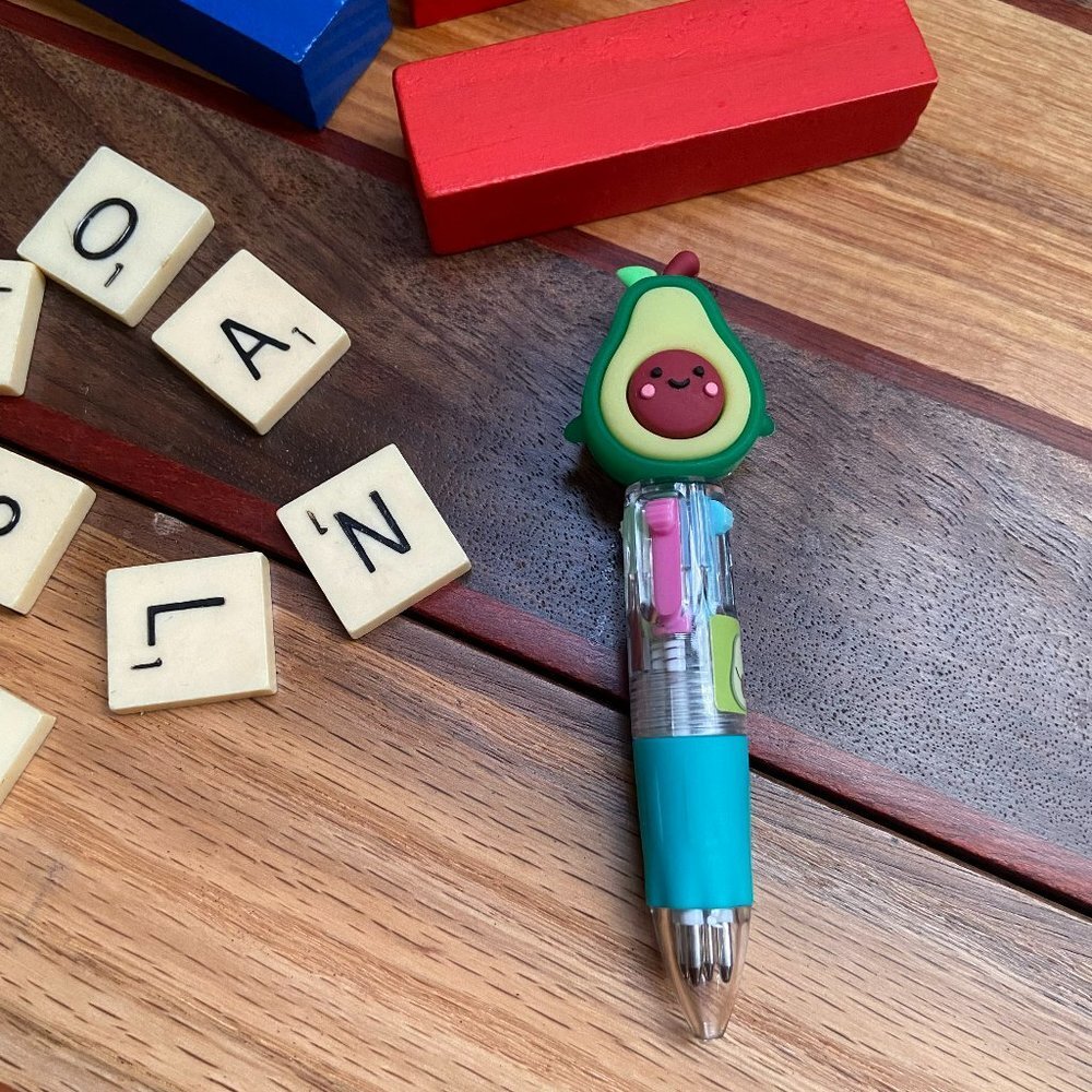 Cute Avocado Dark Green 4 Color Ballpoint Pen